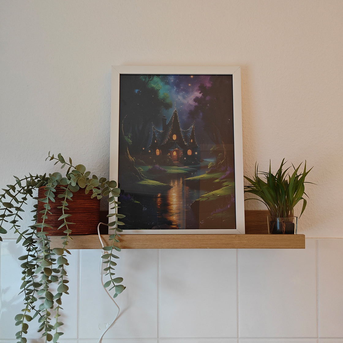 LED-Leuchtbild, Kunst, Kunstwerk, Märchenwald, Gerahmtes BIld