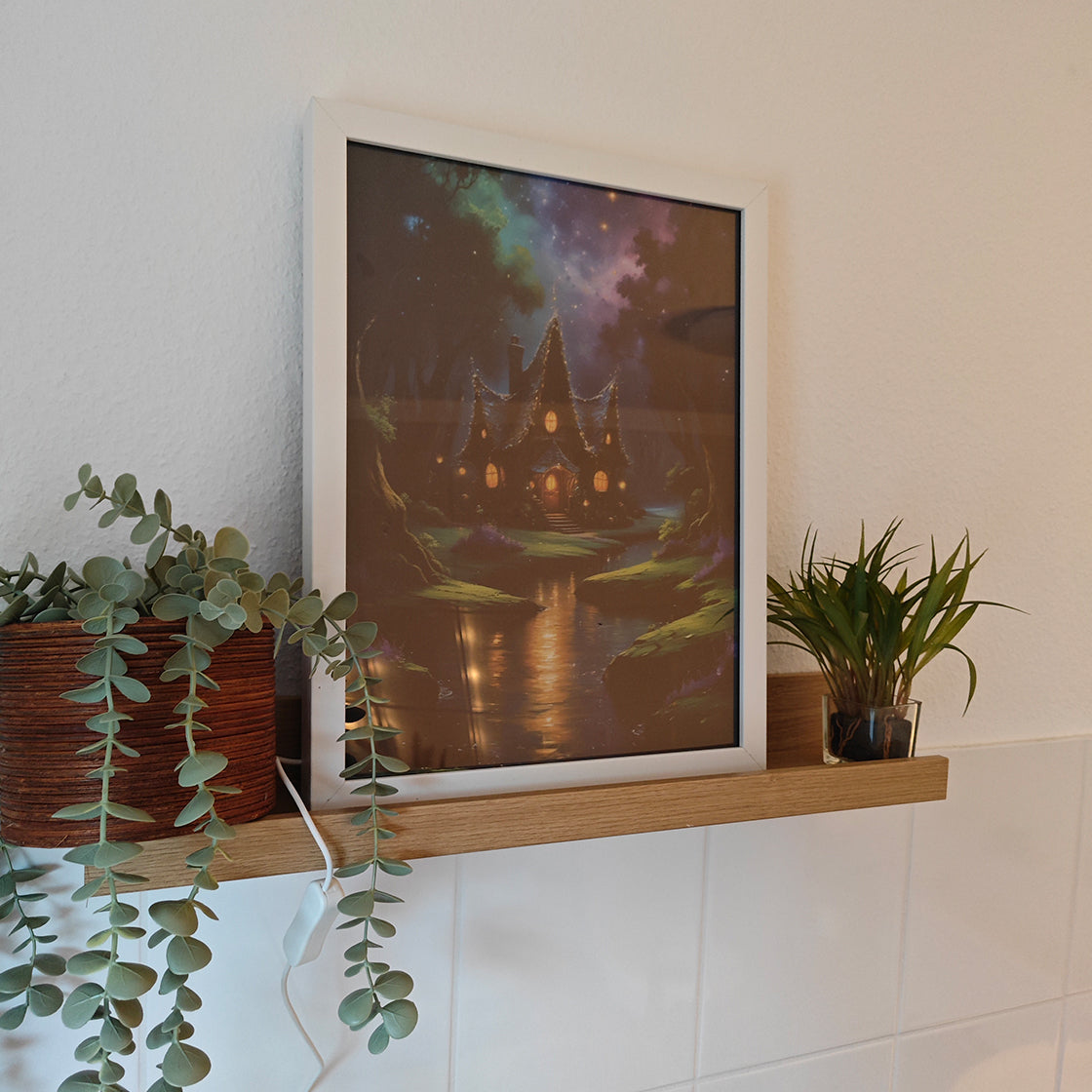 LED-Leuchtbild, Kunst, Kunstwerk, Märchenwald, Gerahmtes BIld