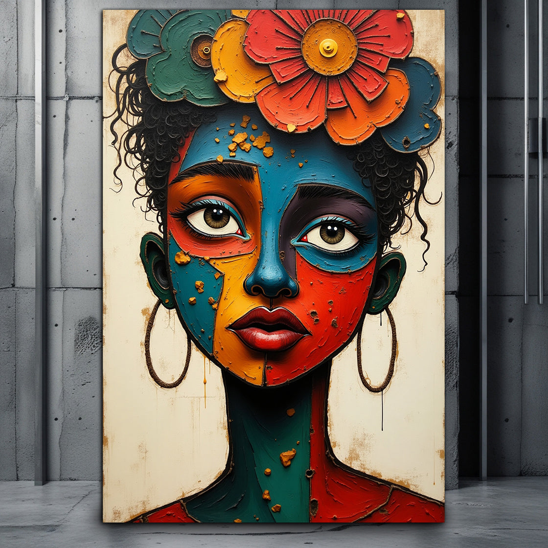 Poster im Afrika-Style einer Frau in bunt