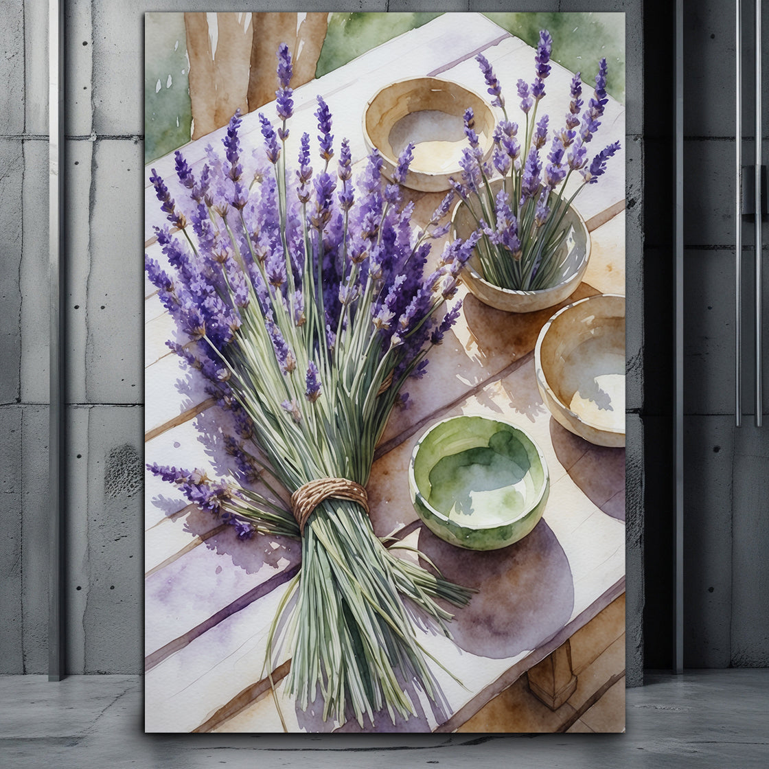 Artwork, Purple Flowers at Table