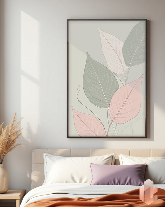 „Big Leafs“ Poster: Minimalistische Kunst mit großen Blättern für eine naturnahe und moderne Atmosphäre