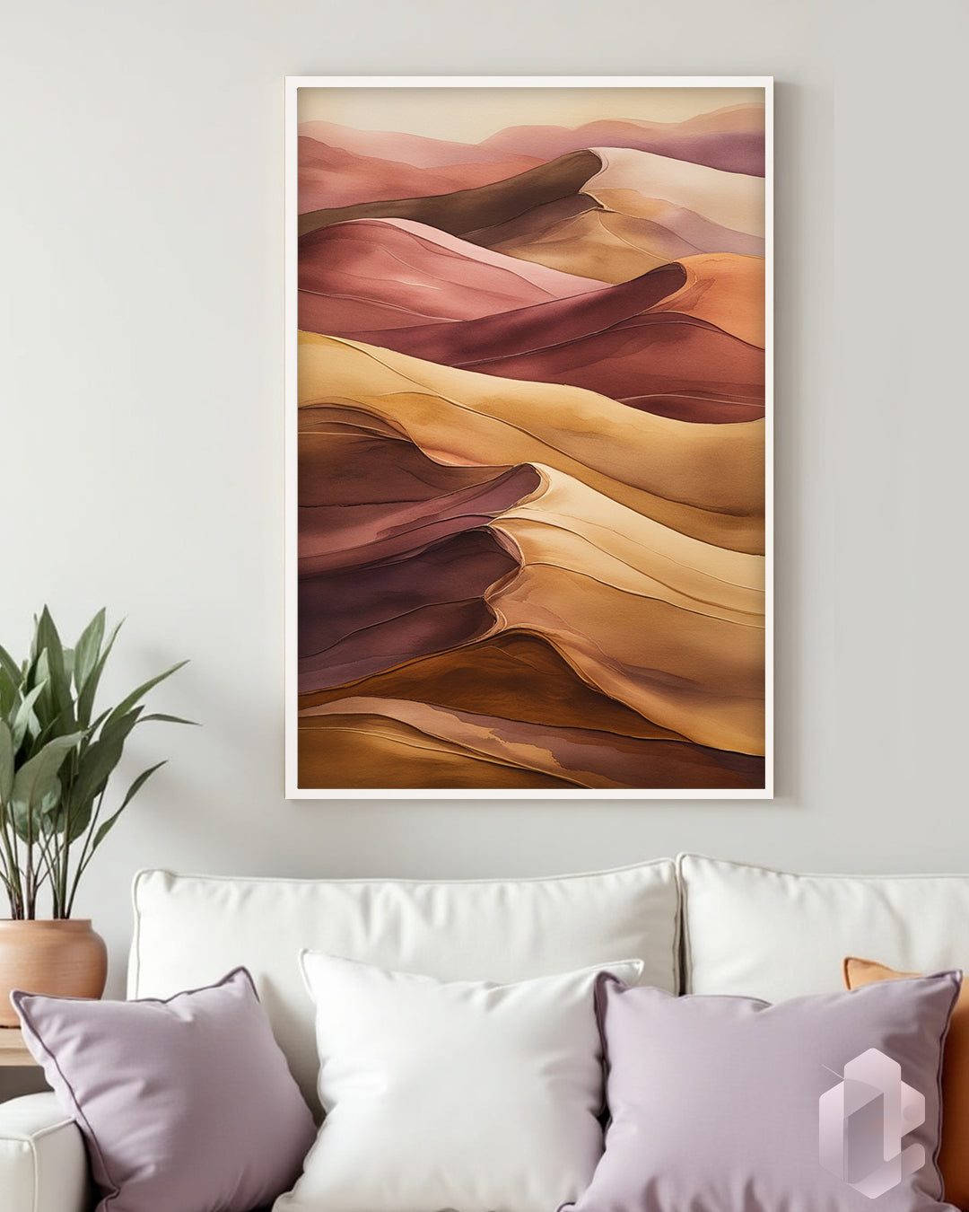 Gerahmtes Poster: Motiv Brown Dunes Mockup Couch