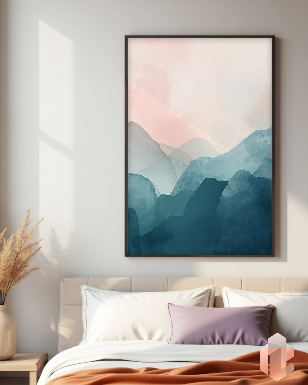 Gerahmtes Poster: Calm Radiance im Schlafzimmer