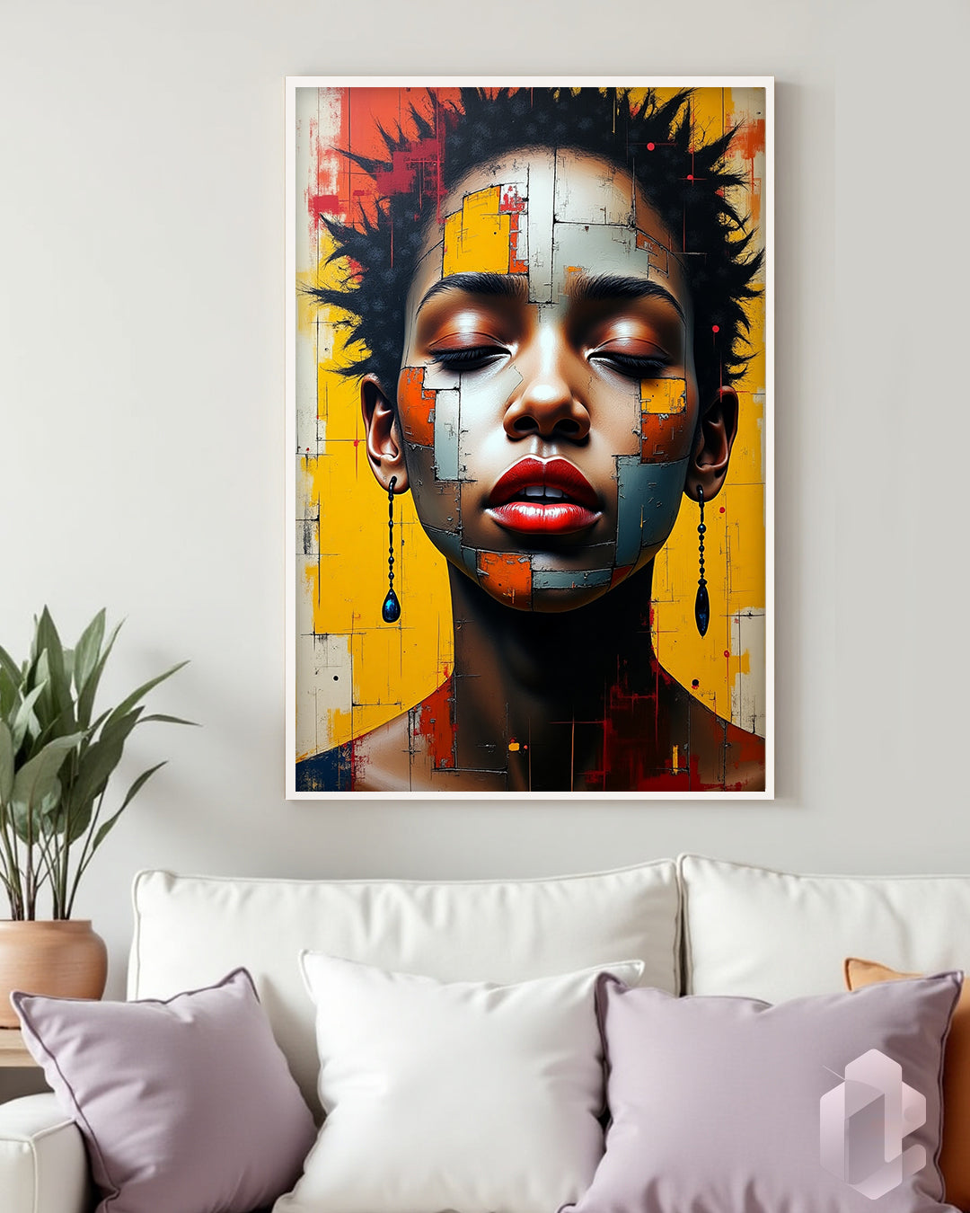 Gerahmtes Poster: Motiv Chromatic Soul Mockup Couch