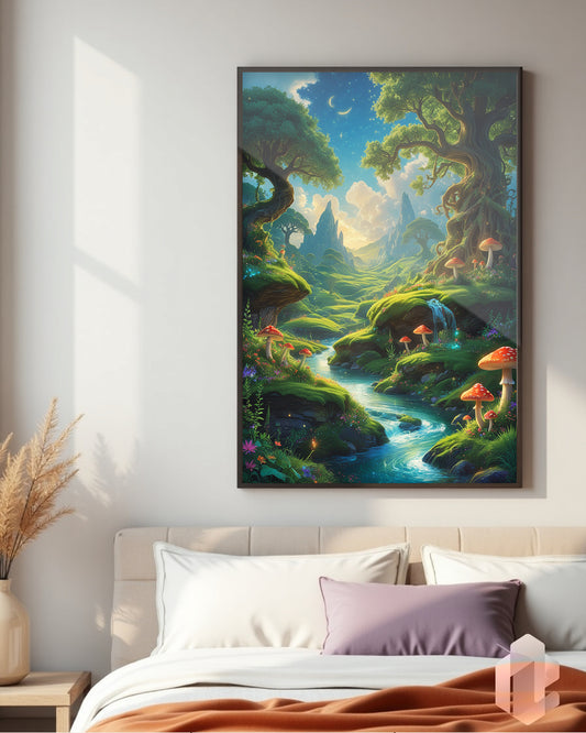 Gerahmtes Poster: Motiv Fantasy Landscape im Schlafzimmer