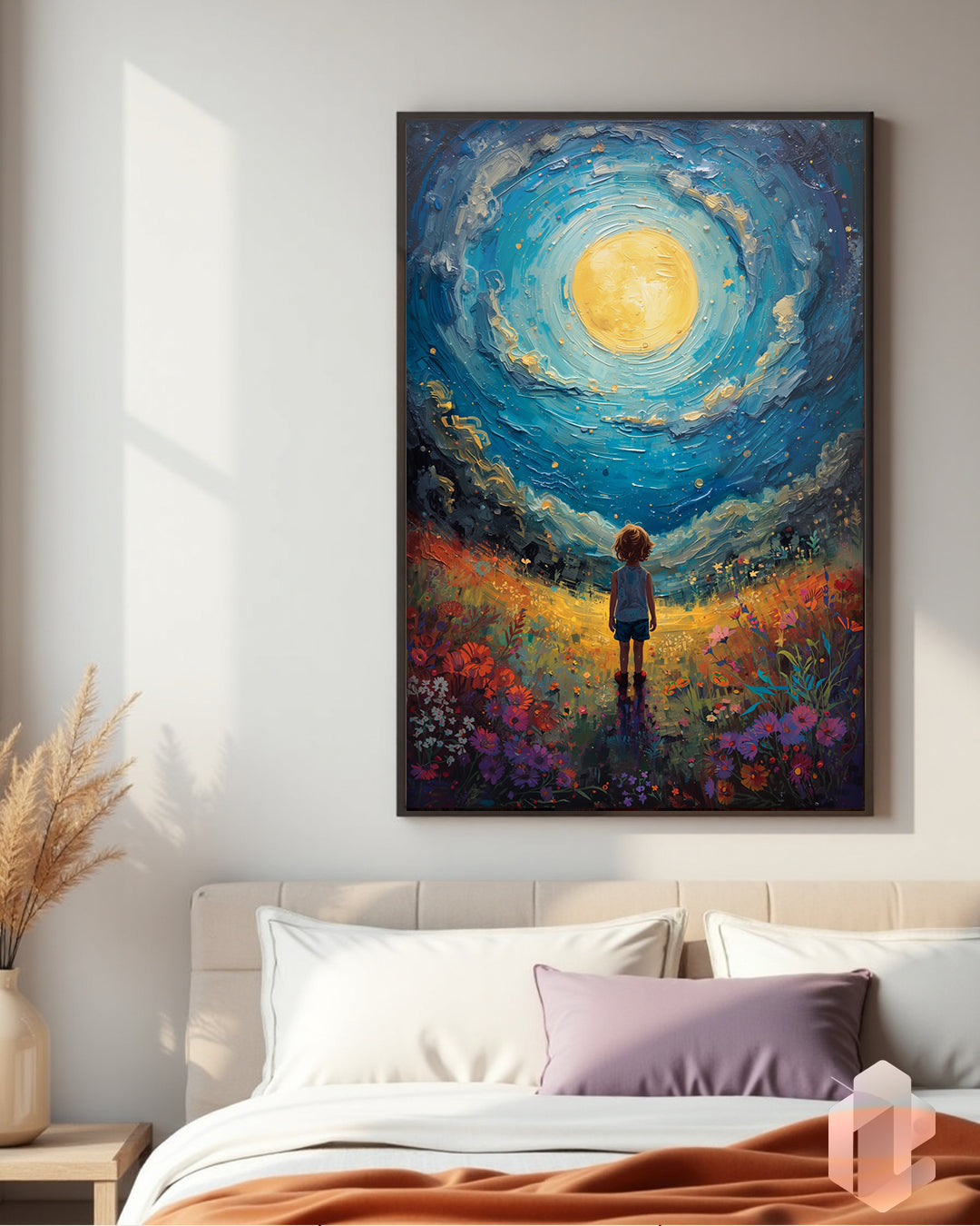 Gerahmtes Poster: Gazing Child im Schlafzimmer