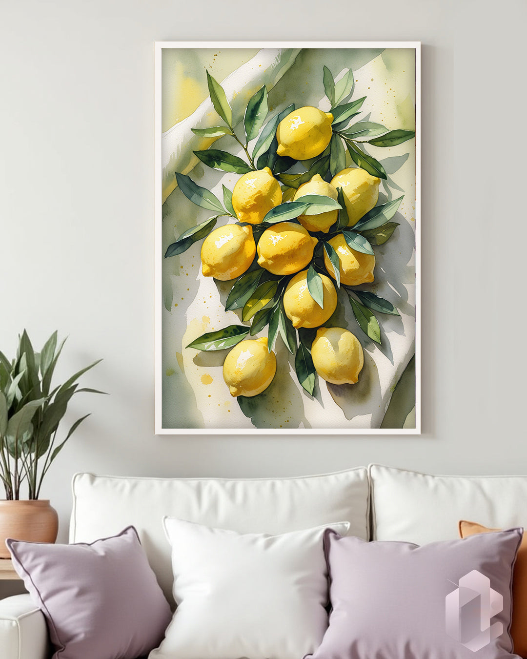 Gerahmtes Poster: Motiv Lemons Mockup Couch