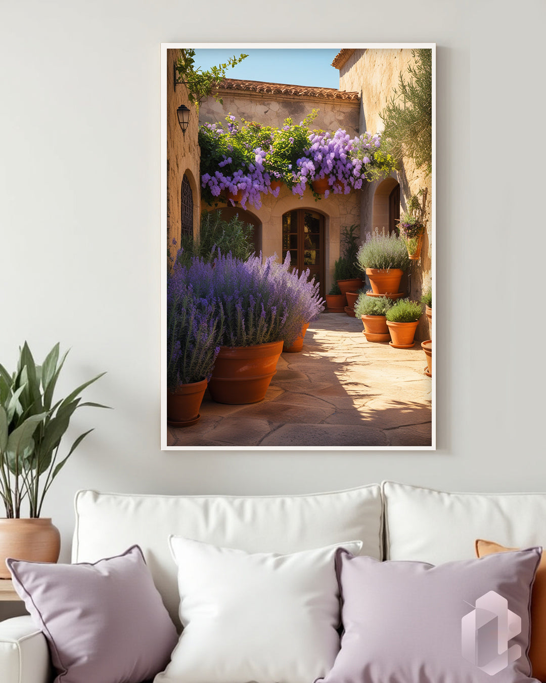 Gerahmtes Poster: Motiv Purple Yard Mockup Couch