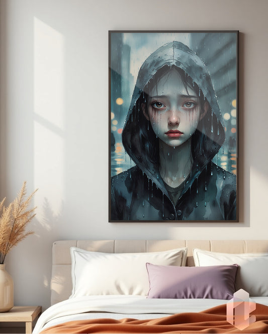 Gerahmtes Poster: Motiv Rainy Days im Schlafzimmer