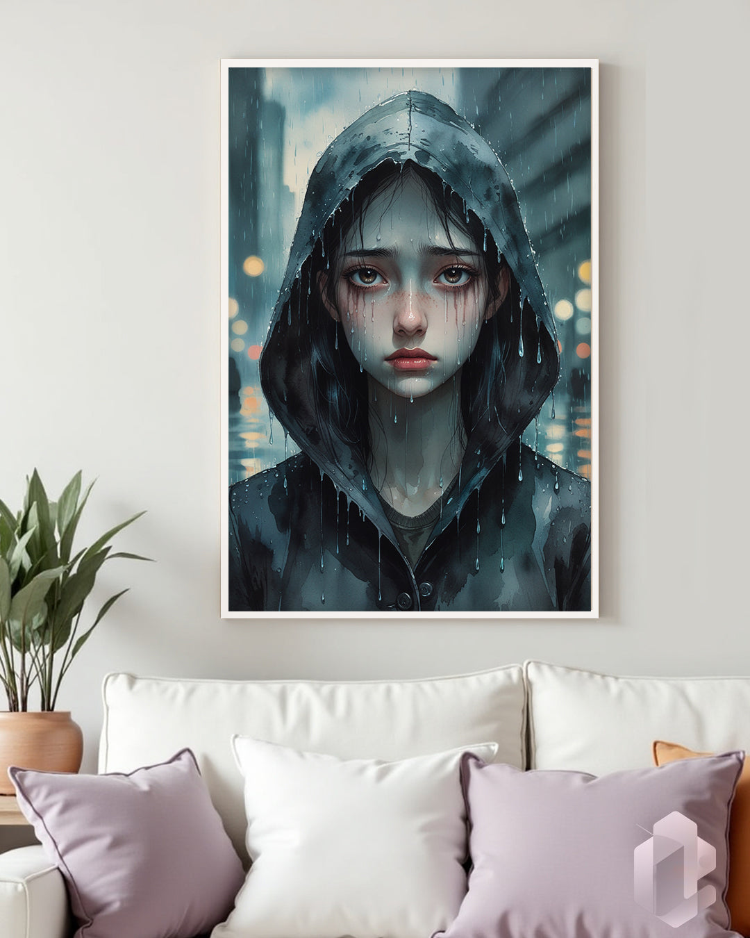 Gerahmtes Poster: Motiv Rainy Days Mockup Couch