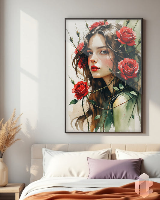 Gerahmtes Poster: Motiv Red Roses im Schlafzimmer