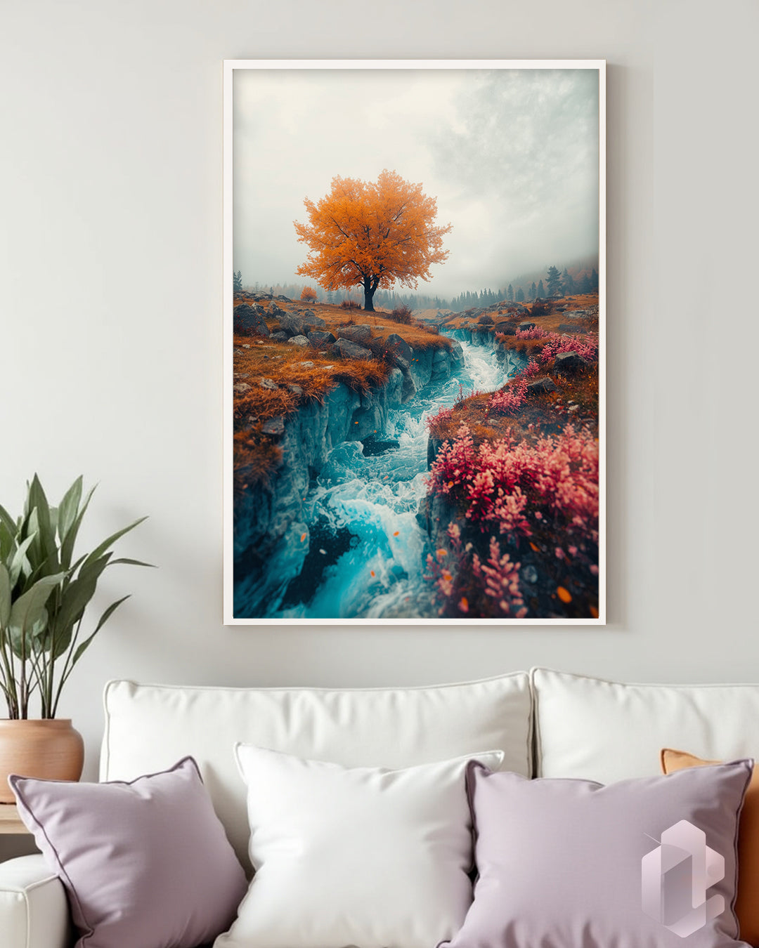 Gerahmtes Poster: River Muse Mockup Couch