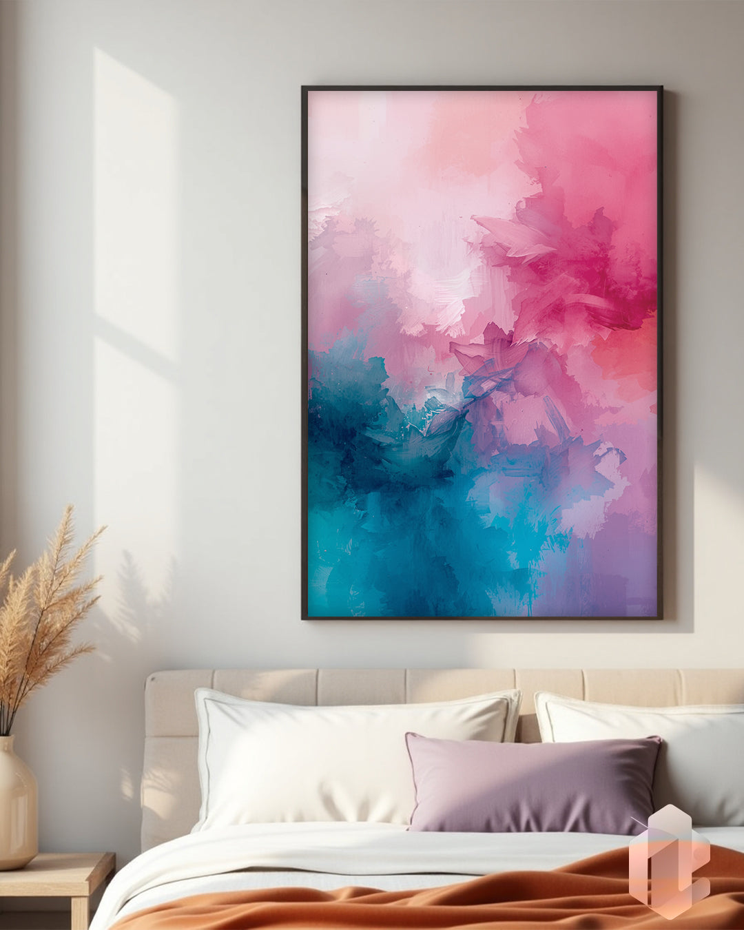 Gerahmtes Poster: Soft Bloom im Schlafzimmer