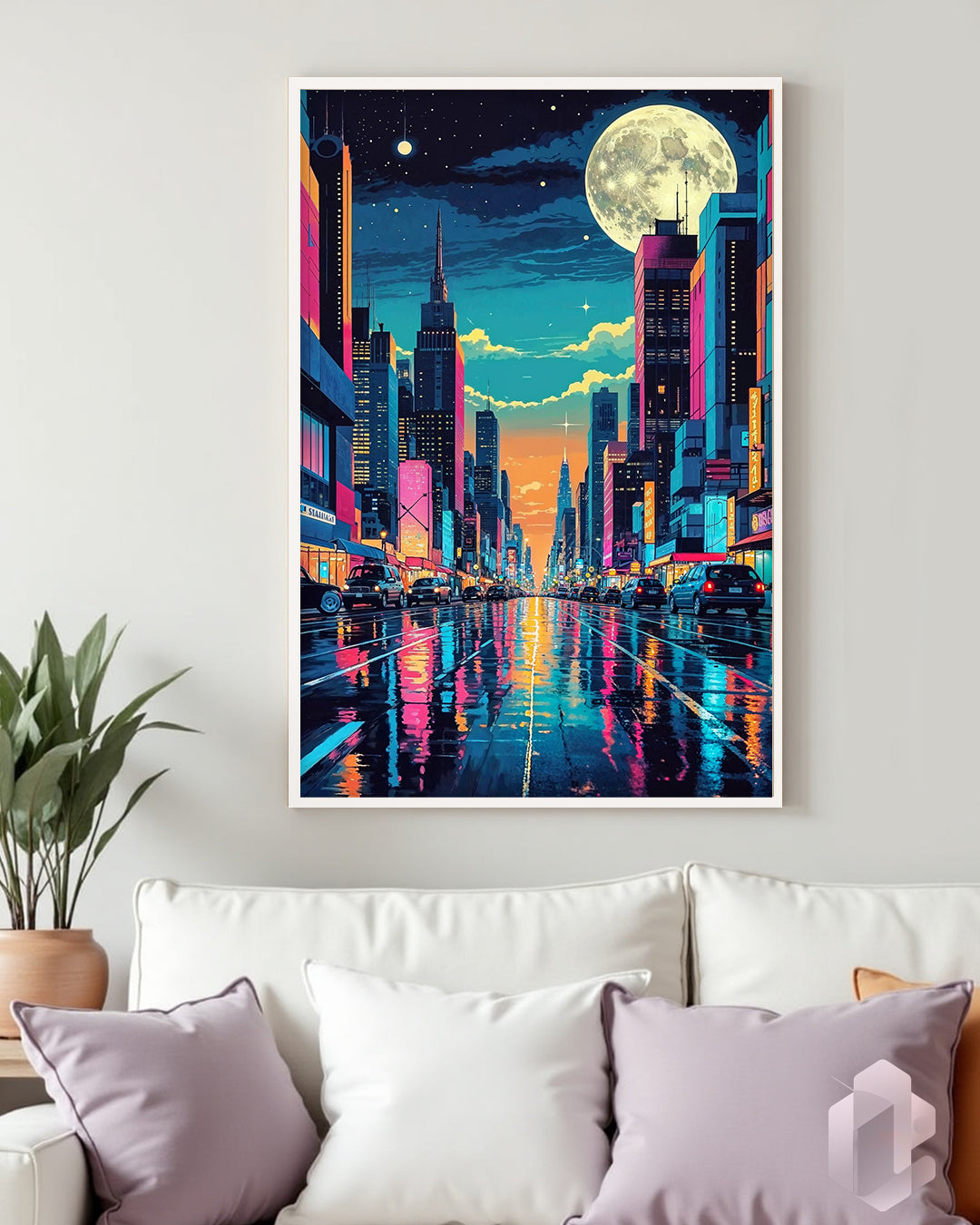 Gerahmtes Poster: Motiv Urban Kaleidoscope Mockup Couch