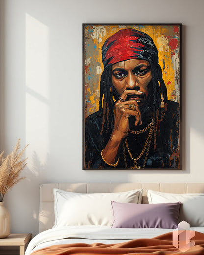 Hip-Hop Poster „Rapper Portrait I“ für kreative Räume im modernen 90er Look