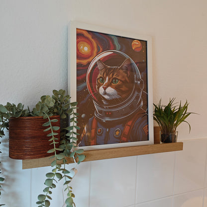 LED-Leuchtbild, Kunst, Bild im Rahmen, Katze, Dekoration