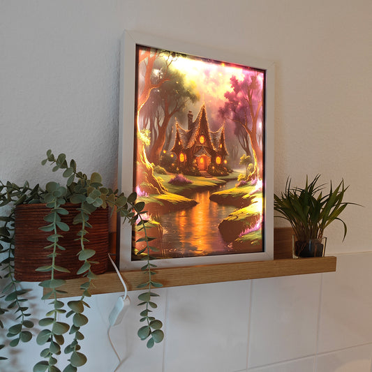 LED-Leuchtbild, Kunst, Kunstwerk, Märchenwald, Gerahmtes BIld, Dekoration