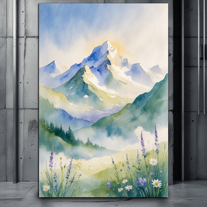 Artwork, Poster, Watercolor, Mountains