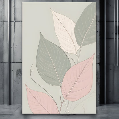 Poster mit Blättern auf olivgrünem Hintergrund als Artwork