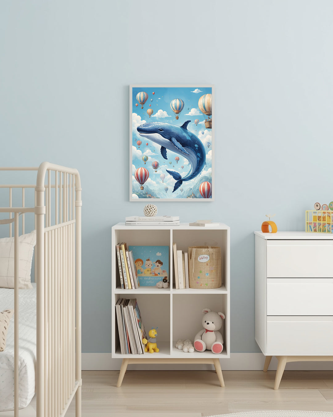 Fliegender Wal „Flying Whale“: Ein einzigartiges surrealistisches Poster für Kinder mit großer Vorstellungskraft und Fantasie 30x40 cm