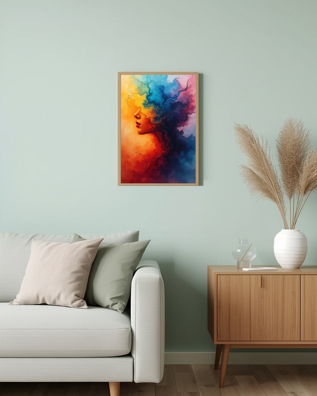 Poster Colorful Face Abstract Portrait Living Room