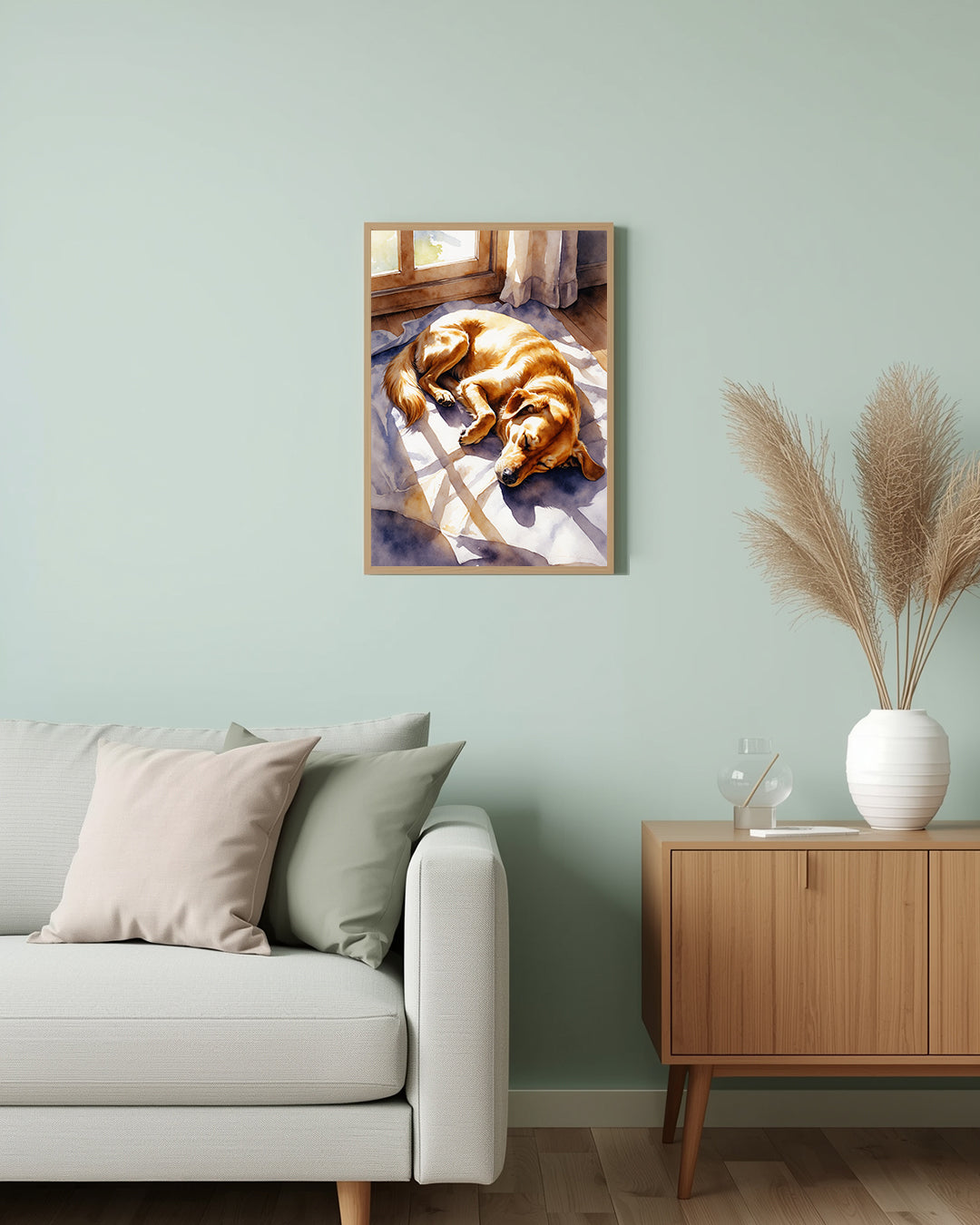 Poster Sleeping Dog Aquarell Art Living Room