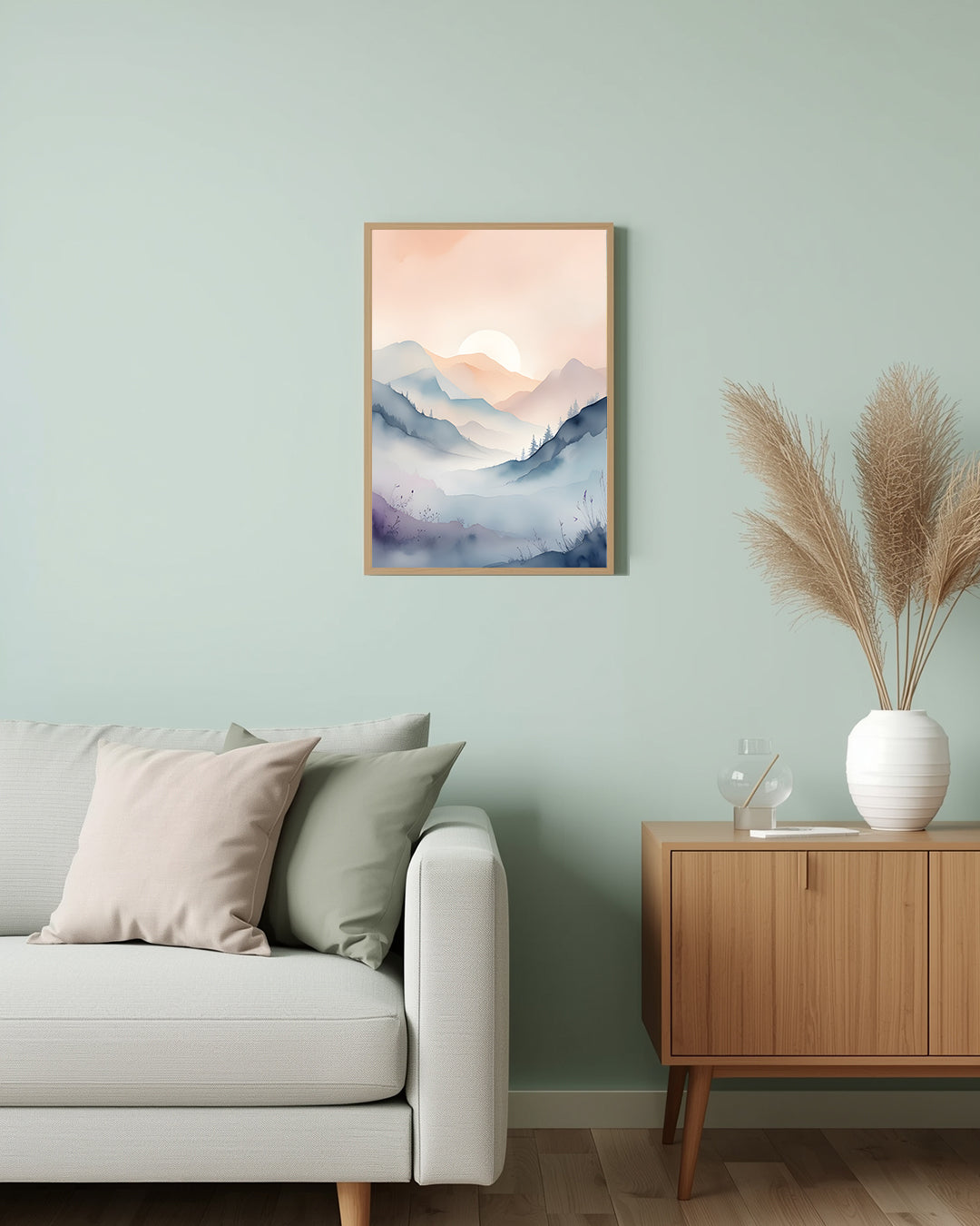 Poster Pastel Landscape Aquarell Living Room