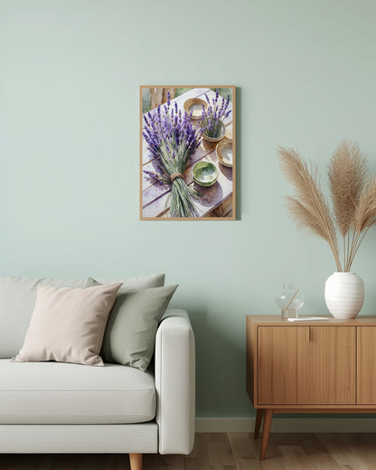 Poster Purple Plants Breakfast Table Aquarell Living Room