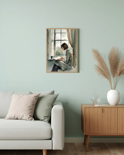 Poster Quiet Moments Woman reading a Book Living Room