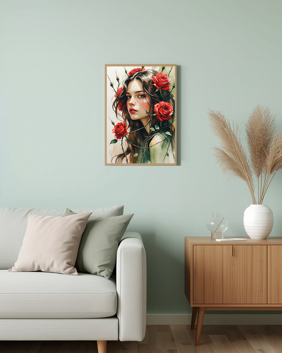 Poster Red Roses Portrait Living Room