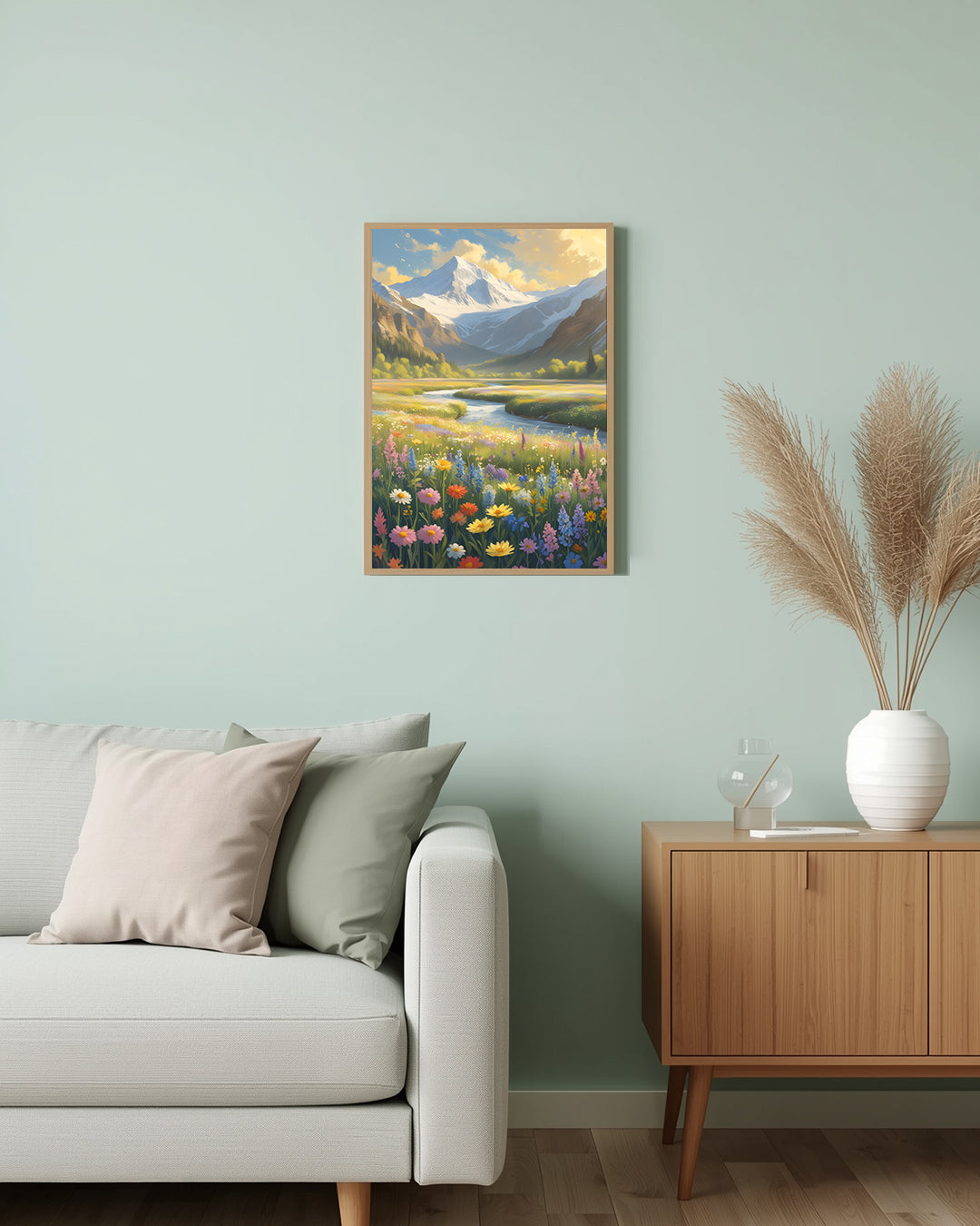 Poster Wildflower Valley Watercolor Living Room