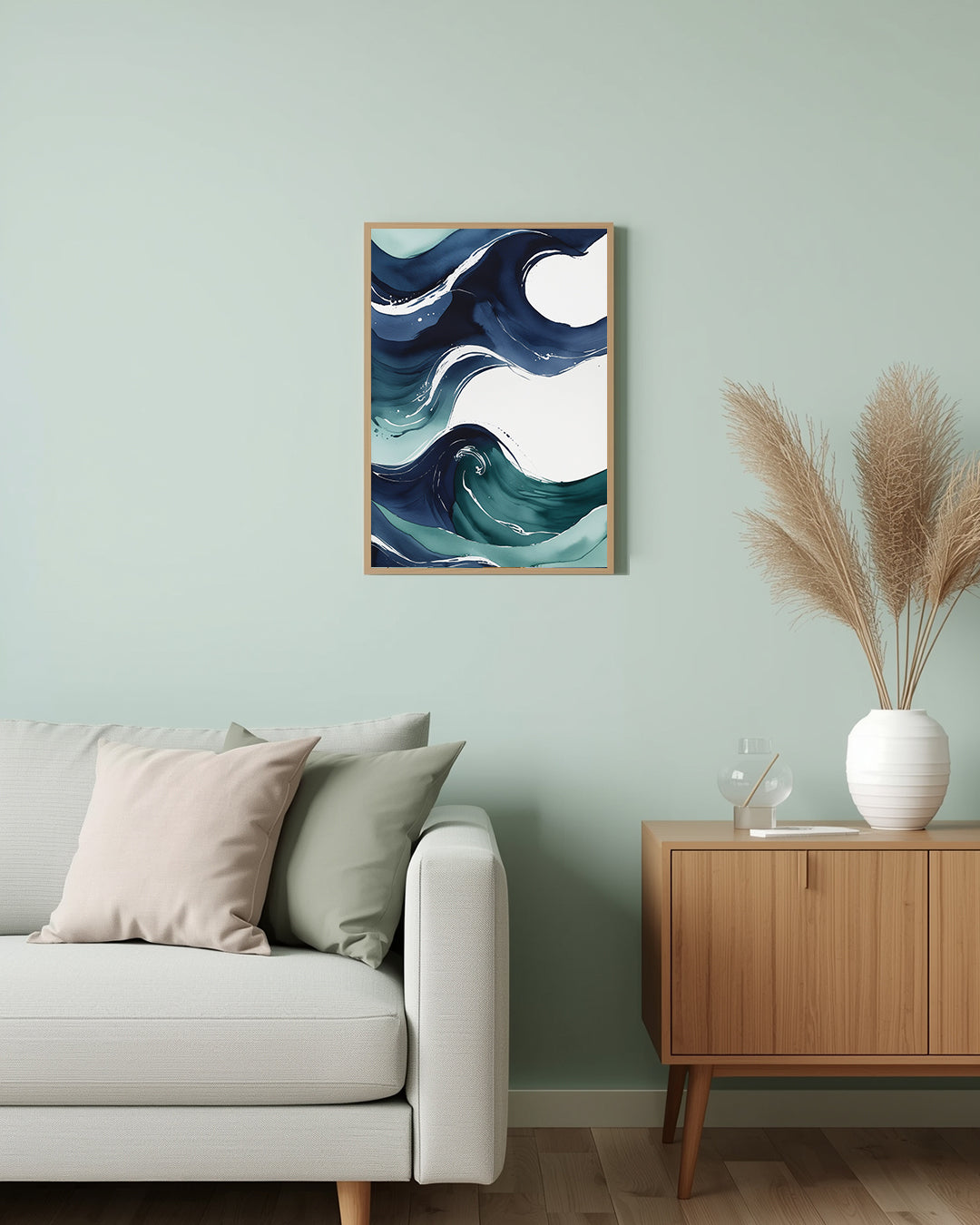 Beruhigende Meereskunst „Blue Waves“ für dein Wohnzimmer oder Flur – ein Kunstwerk für Harmonie und Ruhe