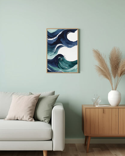 Beruhigende Meereskunst „Blue Waves“ für dein Wohnzimmer oder Flur – ein Kunstwerk für Harmonie und Ruhe