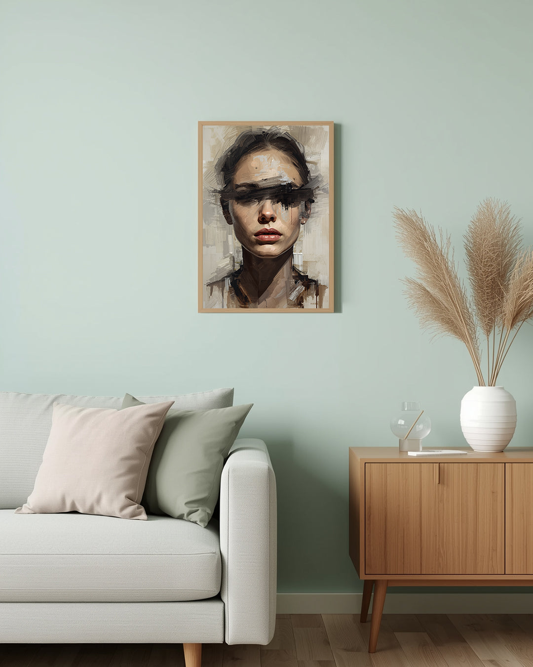 Abstraktes Poster „Blindfolded Beige“ – perfektes Geschenk für Kunstliebhaber und Fans zeitgenössischer Wohnkultur.