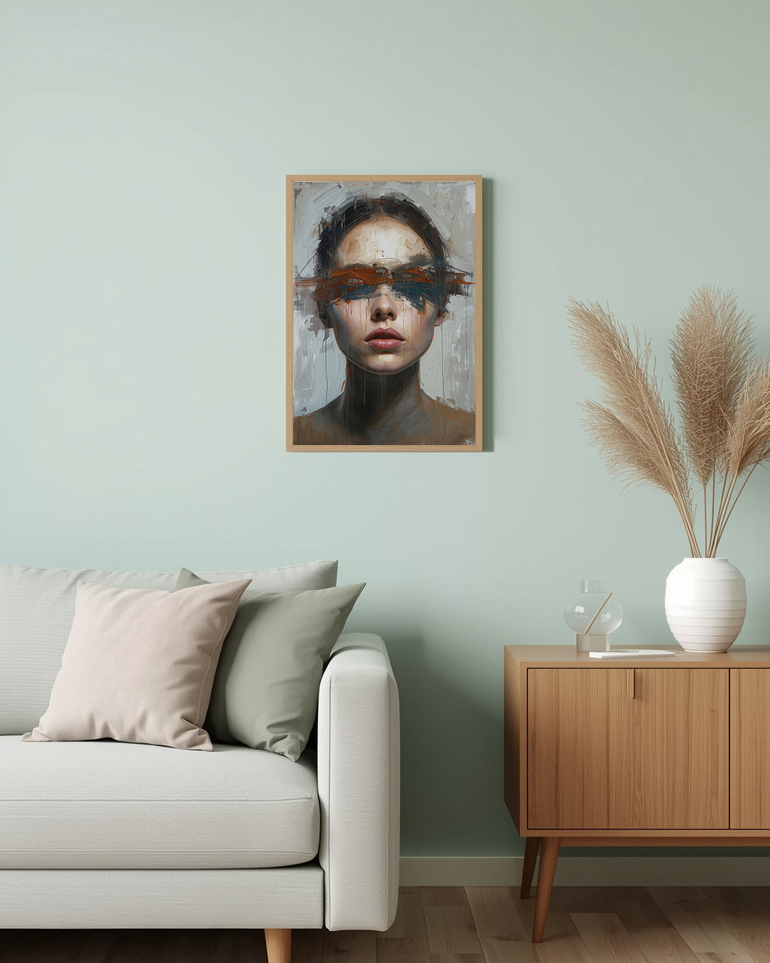 Abstraktes Poster „Blindfolded Grey“ – perfektes Geschenk für Kunstliebhaber und Fans zeitgenössischer Wohnkultur.