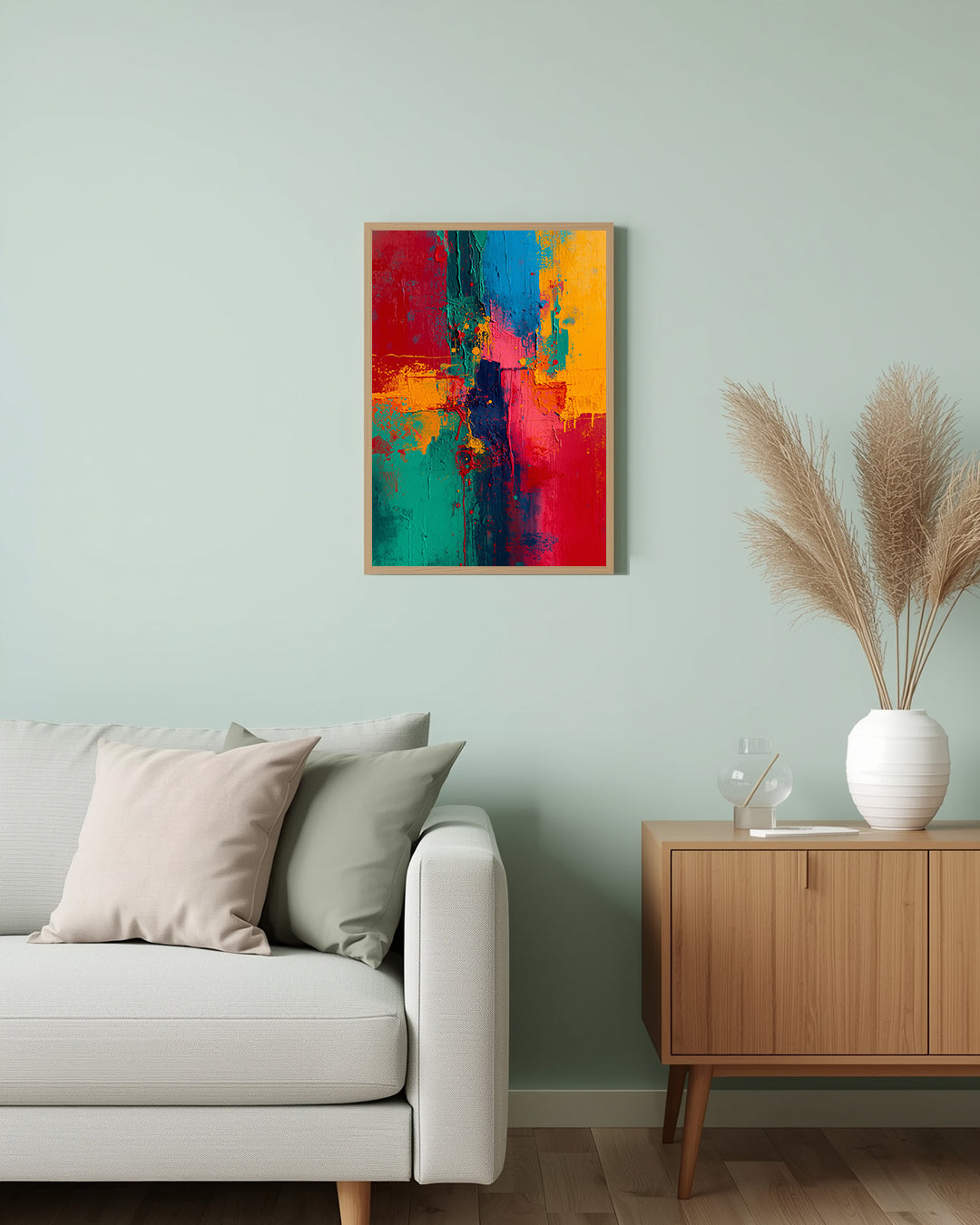 Abstraktes Poster „Abstract Colors“ – perfektes Geschenk für Freunde, die moderne Kunst und bunte Wandgestaltung lieben.