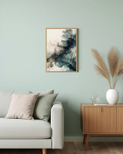 Abstraktes Poster „Forest Whispers“ – perfekt als Geschenk für kunstliebende Freunde und Fans minimalistisch inspirierender Wohnräume.