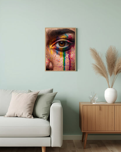 Abstraktes Poster „Rainbow Eye“ – ideales Geschenk für Kunstliebhaber und kreative Raumgestalter, die auffällige Deko suchen.