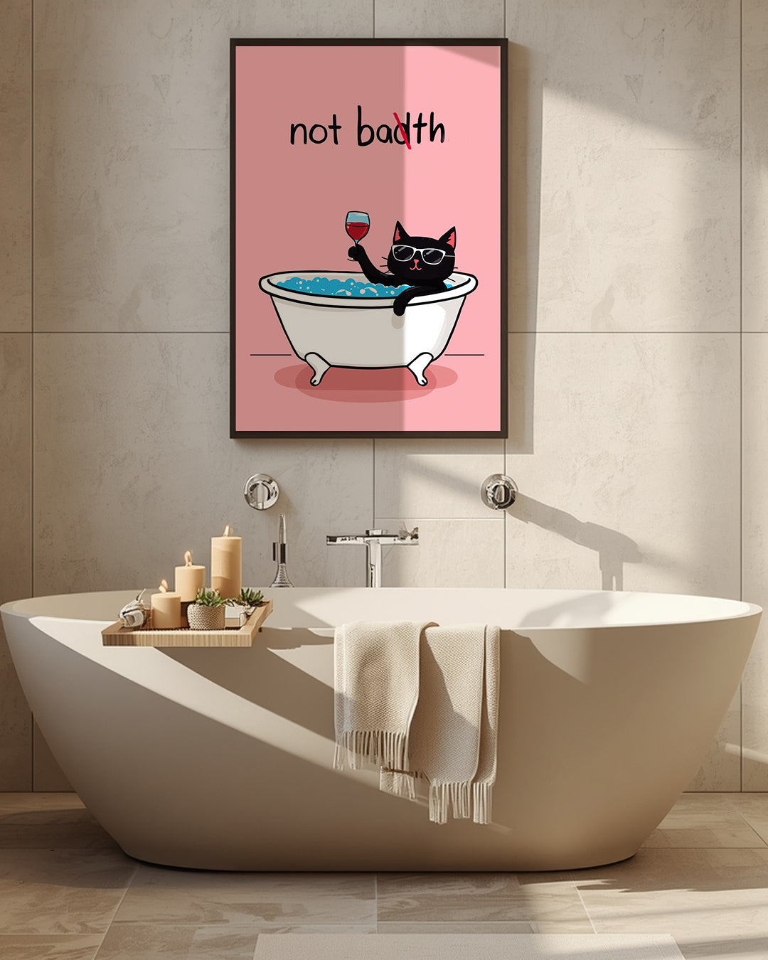 Badezimmer Poster Not Bath – Lustige Katze in Badewanne, Poster 50x70 cm