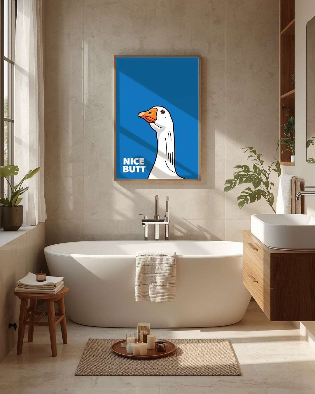 Lustiges Poster für Badezimmer oder WC mit Typo Nice Butt.