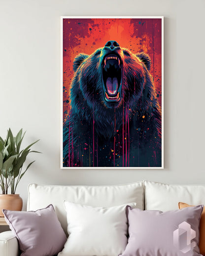 Ausdrücklicher Bär in leuchtenden Farben – ideales Poster für ein inspirierendes Zuhause