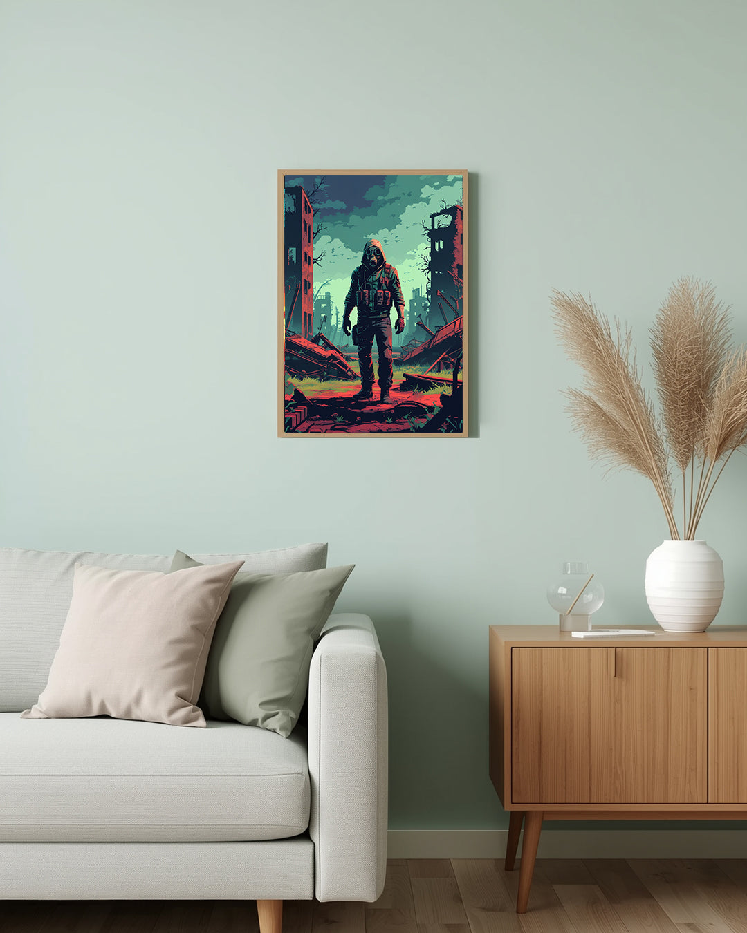 Pixelart Poster „8bit Apocalypse“: Retro-Gaming-Kunst im 8bit-Stil für eine düstere, futuristische Atmosphäre