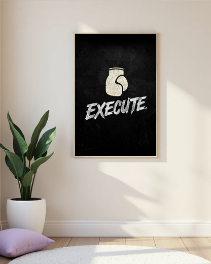 Inspirierendes Wandbild EXECUTE für Fitnessraum und Arbeitszimmer