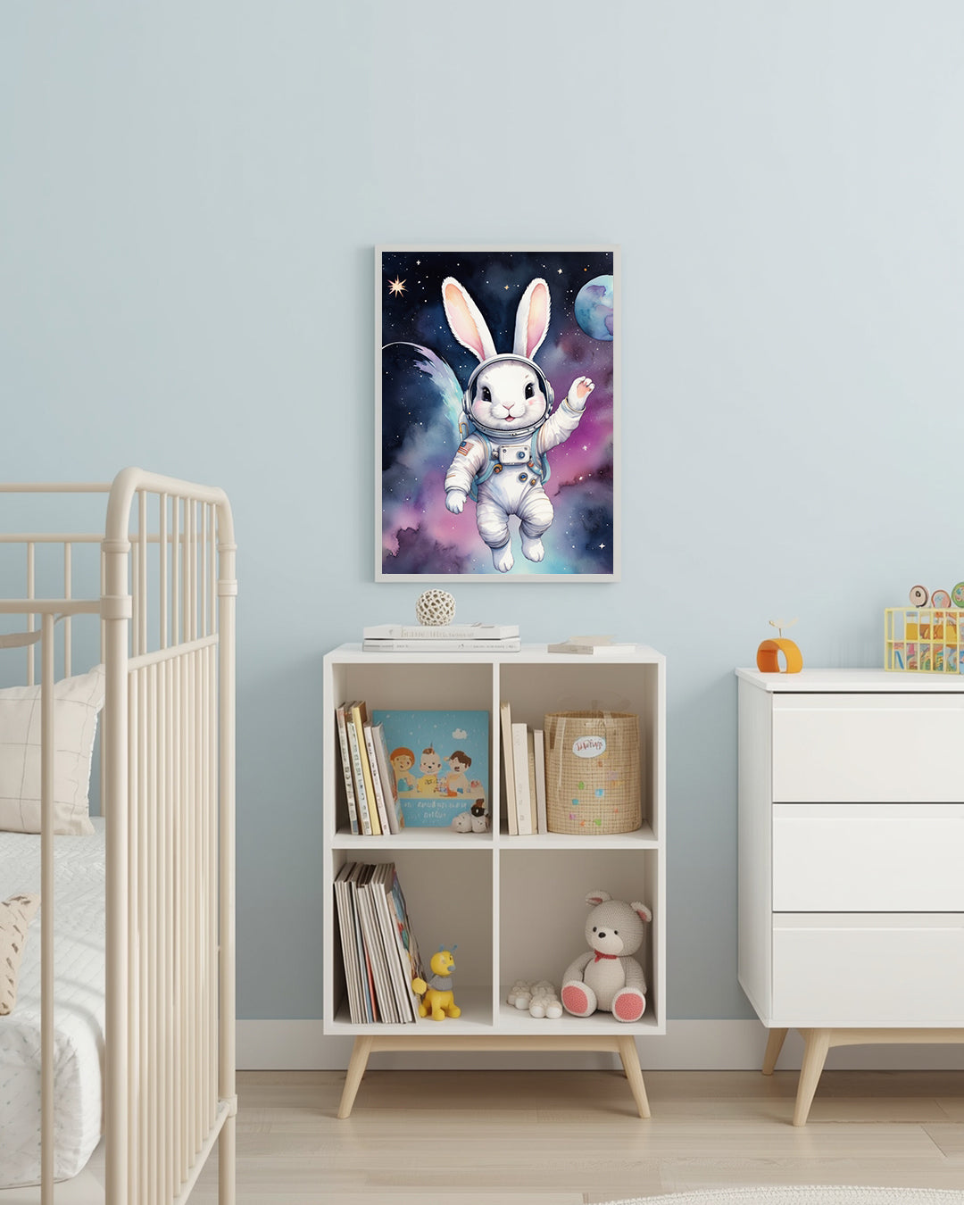 Hase im Weltall „Rabbit in Space“: Bezauberndes Wandbild, das Fantasie und Magie in jedes Zimmer bringt
