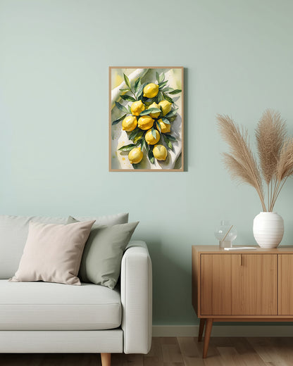 Aquarell „Zitronen“ Poster: Bunte Zitronen in Aquarell für eine spritzige und lebendige Küche oder Esszimmer