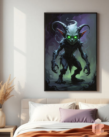 Small Creature Poster: Mystische Goblin-Kreatur, die aus den Schatten tritt, für eine faszinierende Atmosphäre