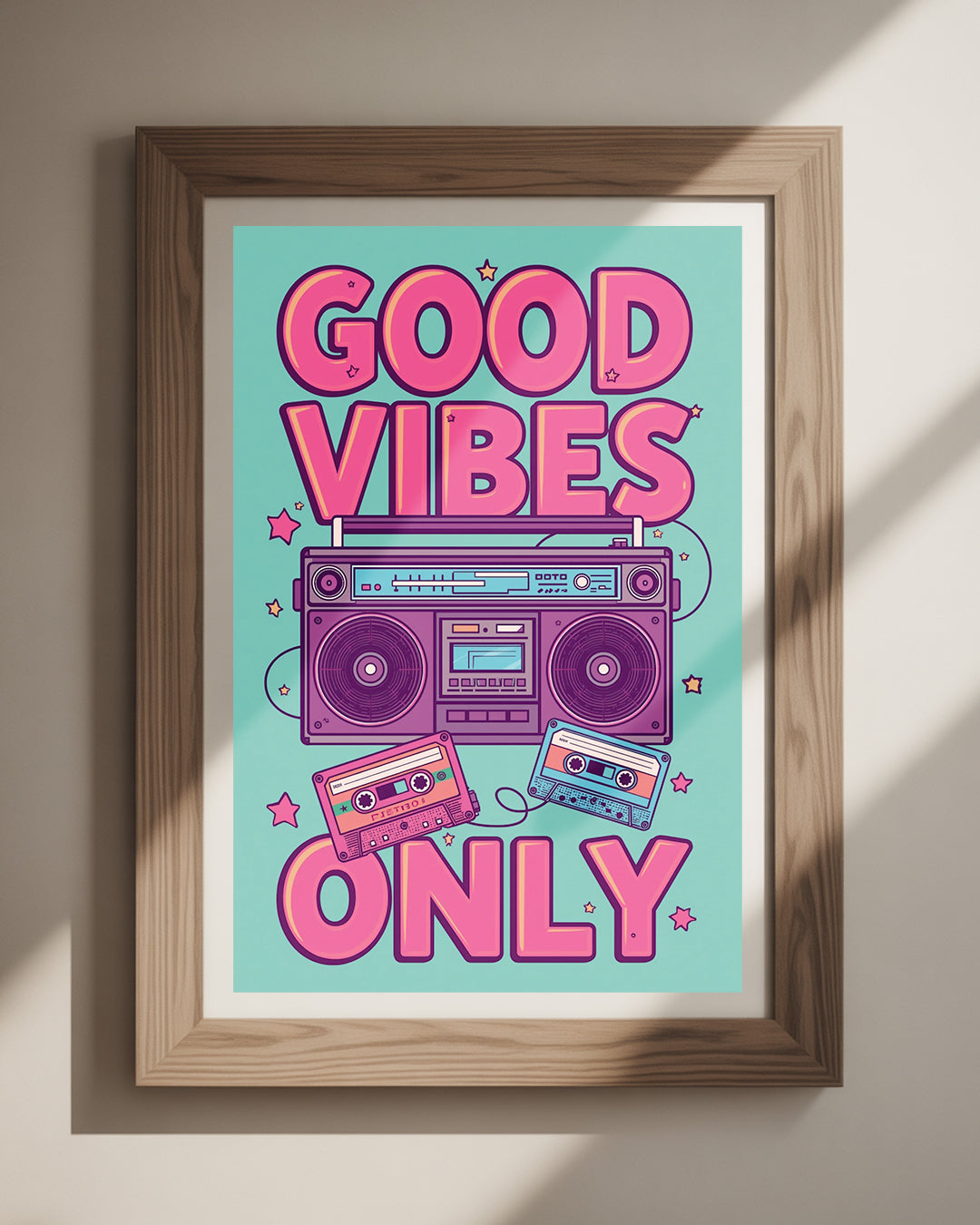 Motivierendes ‚Good Vibes Only‘ Spruchposter in 50x70 cm – lustiges Wandbild für das Wohnzimmer, ideal für eine positive Atmosphäre.
