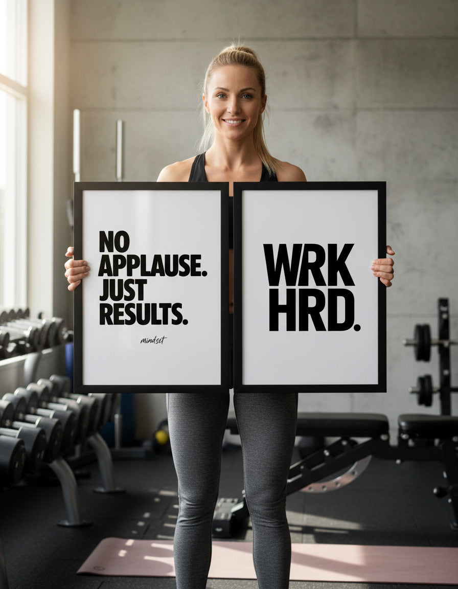 motivationsposter für homegym fitness frau mit bilderrahmen poster 30x40