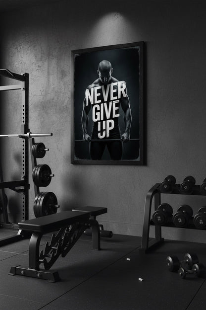 Typografie Poster „Never Give Up“ für Fitnessstudio, Büro oder Home Office 50x70 cm