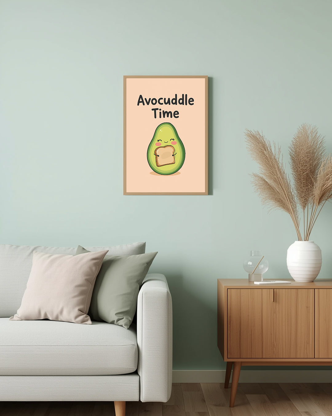 Spruchposter „Avocuddle Time“ – modernes Poster mit Avocado-Motiv, perfekt für alle, die Humor und Stil lieben.